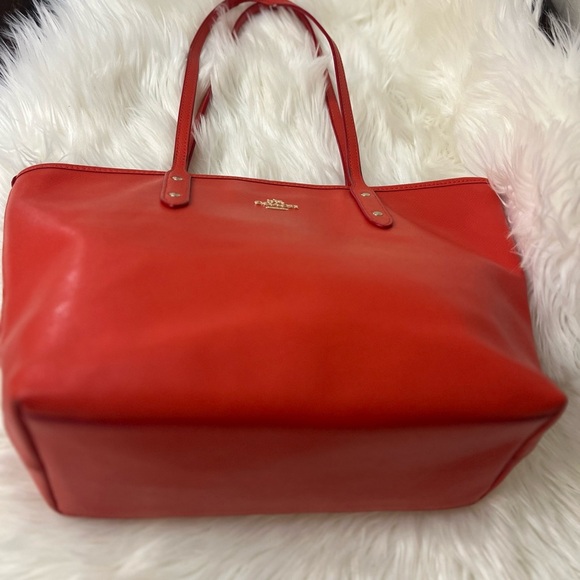 Coach #F37785 Vibrant Red Tote Bag - Picture 2 of 13